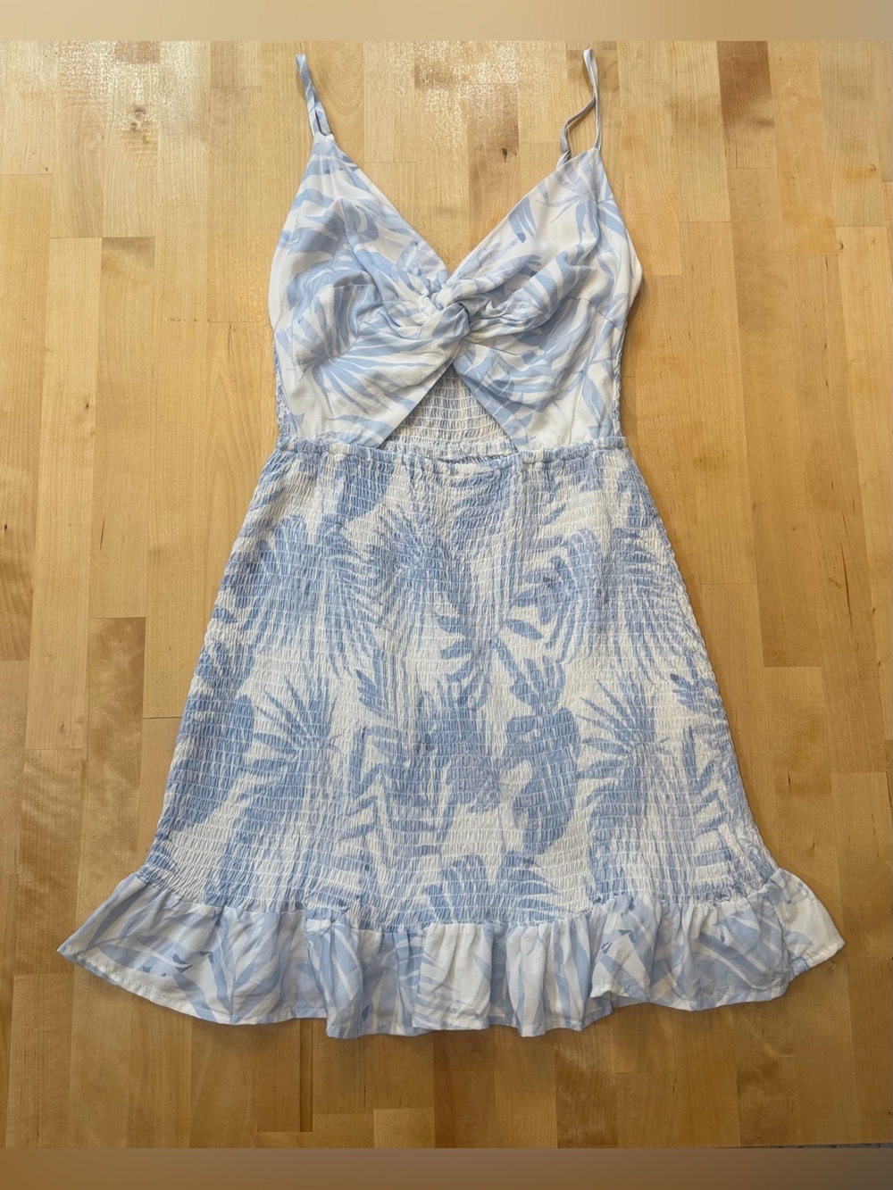 Ocean Drive NWT Light Blue Floral Twist-Front Spaghetti Strap Dress